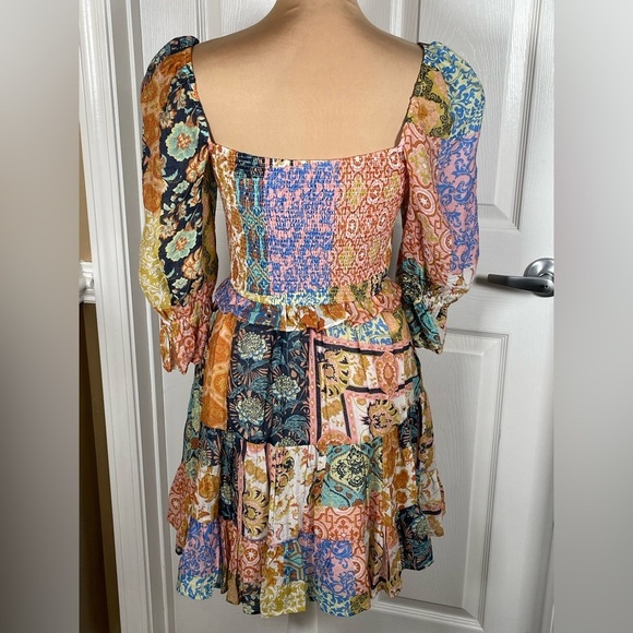 Fate: Listen To Your Heart Rust Orange Mixed Print Dress NWT Small - Picture 14 of 16